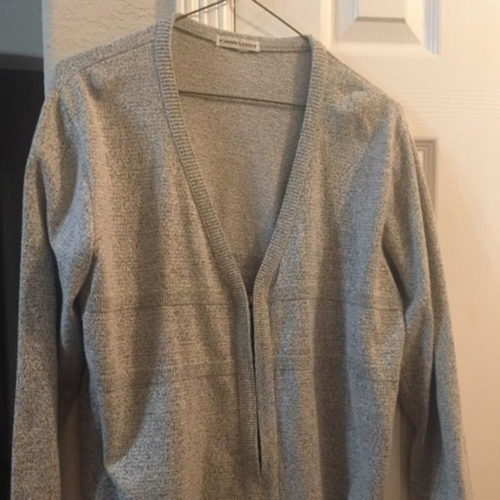 Karen Lessly grey zip up sweater L